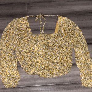 Francesca's Collections Yellow Floral Blouse